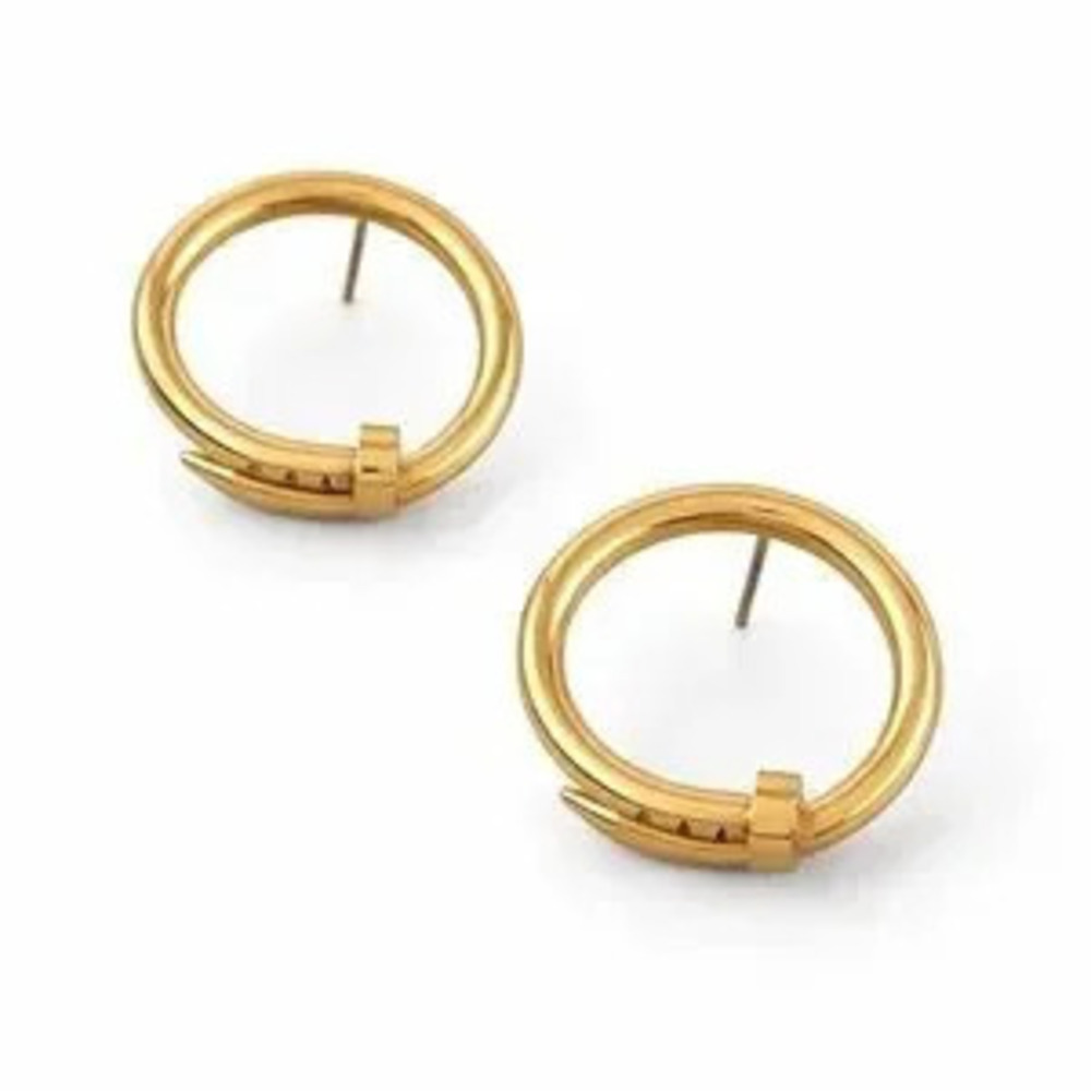 Gold Nail Hoop Earrings (5524)